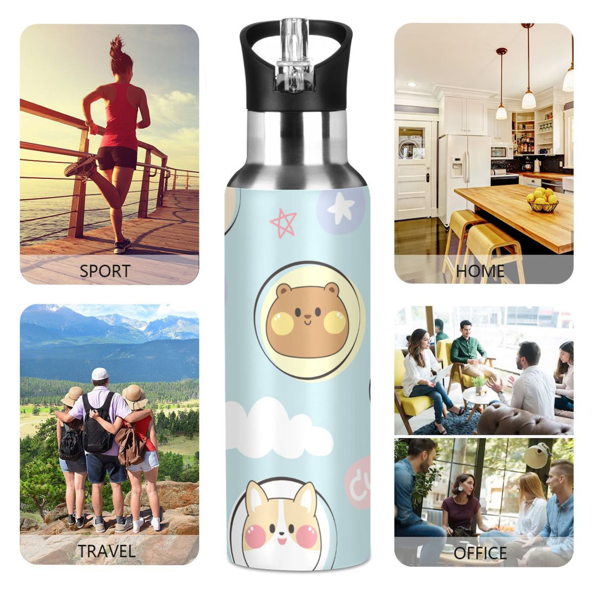 Stainless Steel Insulated Water Bottle with Straw Lid D401156