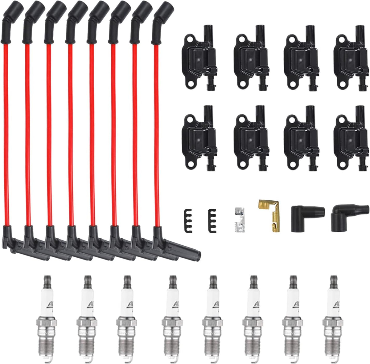 8 PCS Spark Plugs, 8 PCS Spark Plug Wires, 8 PCS Ignition Coil J668061