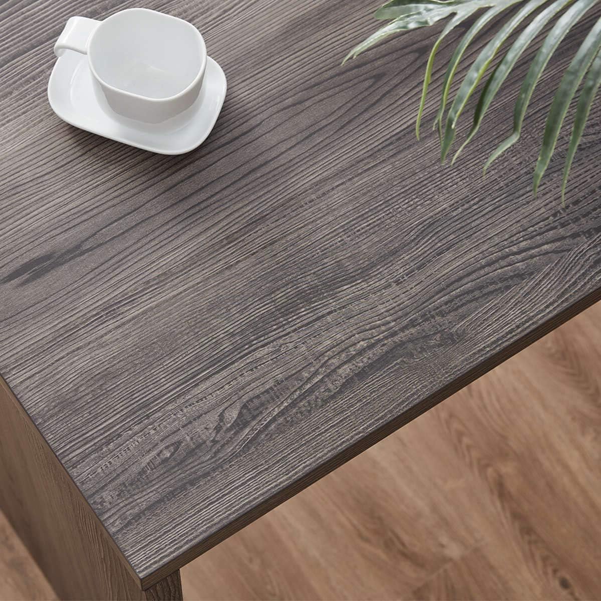 Grey L Shaped Computer Desk with Cabinet Drawer Storage J87597