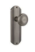 Deco Plate Passage Door Knob, Antique Pewter B9859