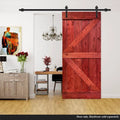 Stained Solid Pine Wood Interior Sliding Barn Door (Barn Red - 30 x 84) R73575