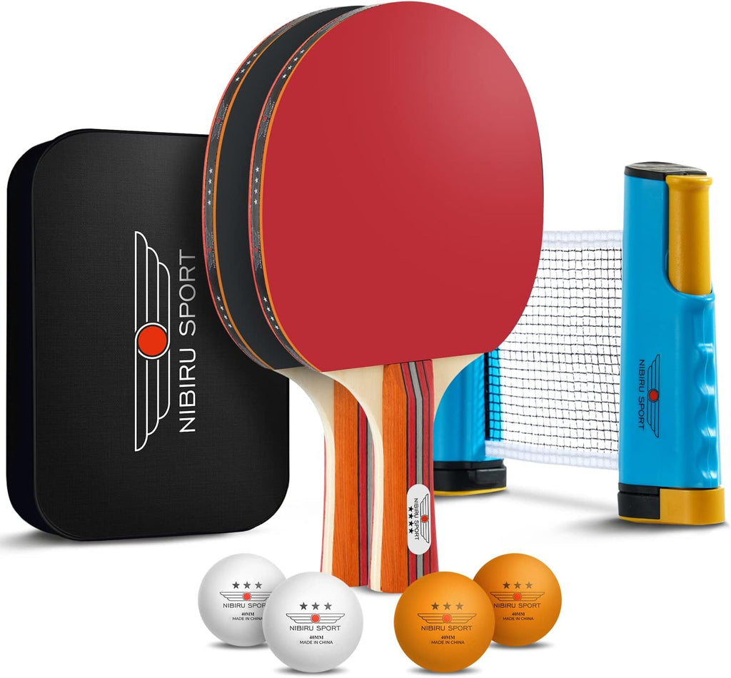 Ping Pong Paddles Set with Retractable Net and Storage Case X683
