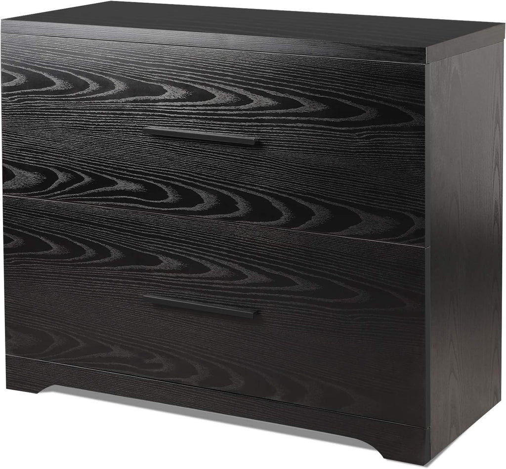 Black 2 Drawer Wood Lateral File Cabinet E8984