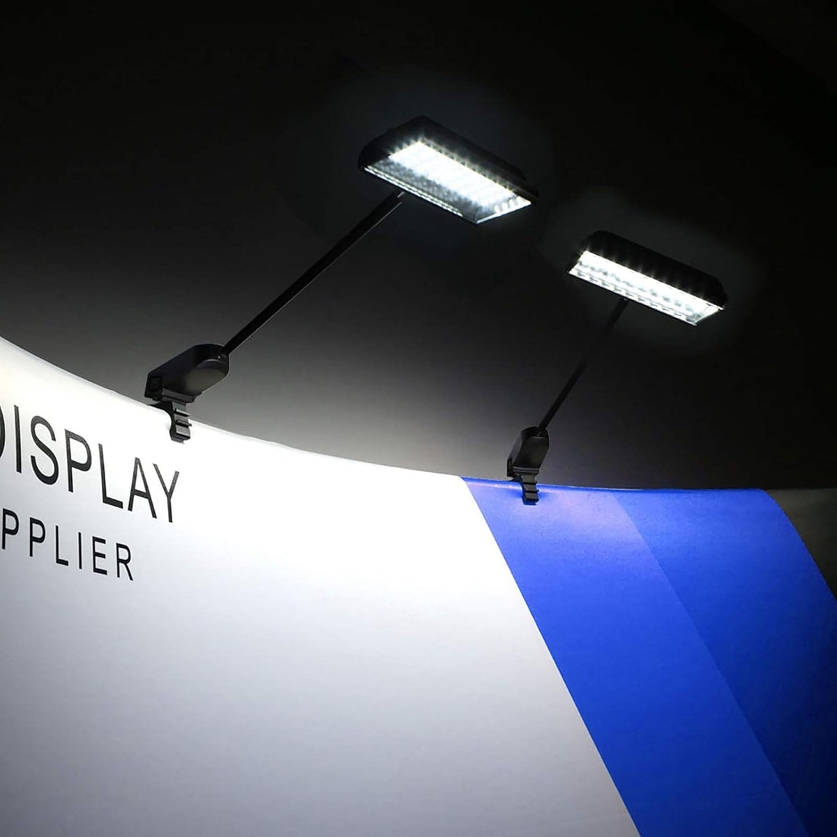 2pcs Black LED Trade Show Lights with Clamps, Mounting Brackets, Power Cables, Connect Cables X98338