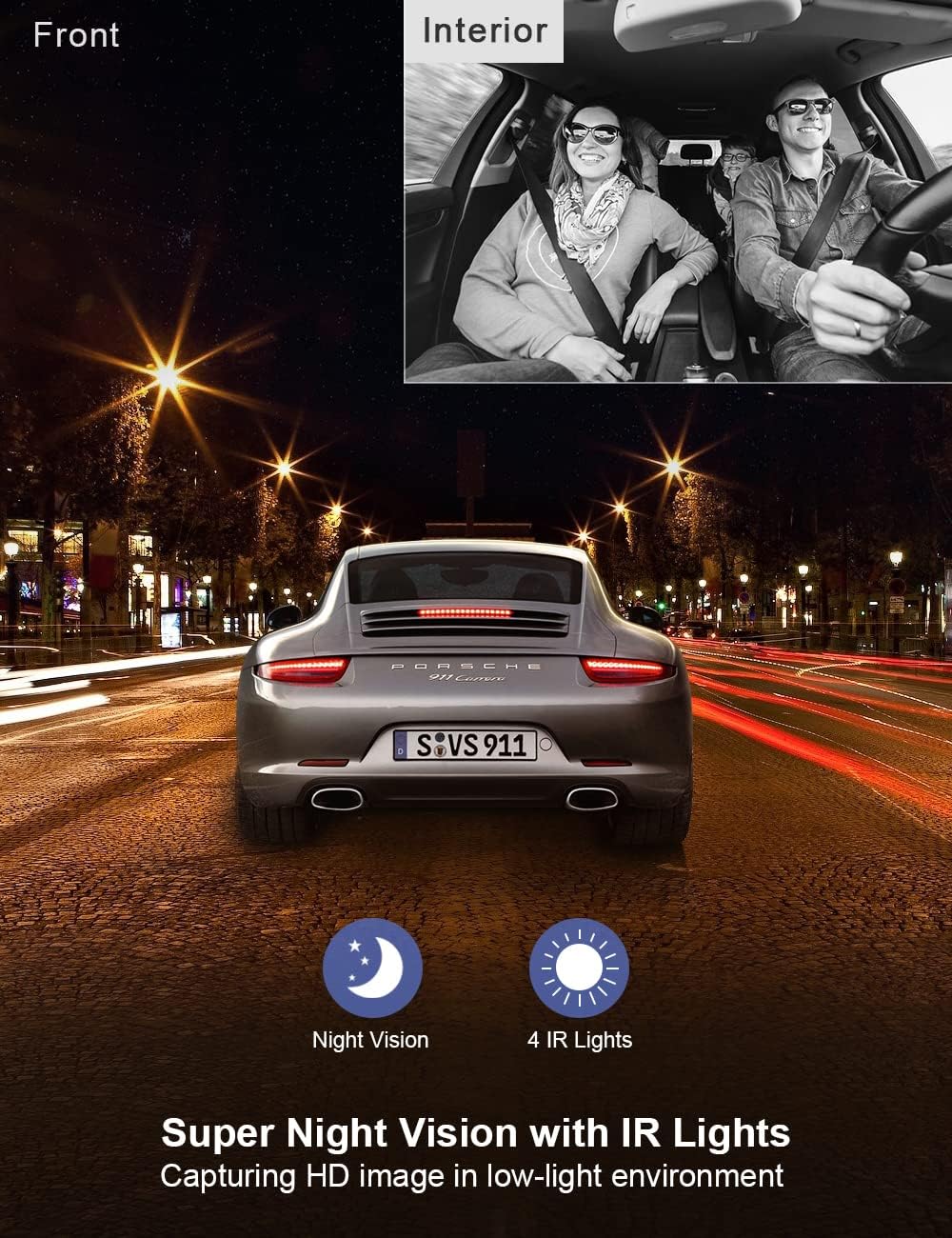 Dual Dash Cam Front and Inside 1080P with Infrared Night Vision R971855