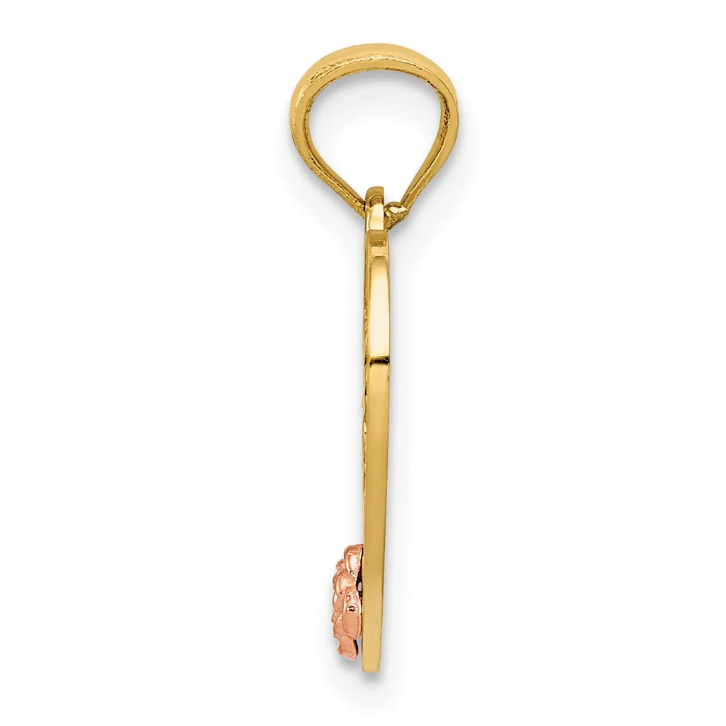 14K Two-Tone Gold Little Sister Heart Pendant with Rope Chain 16" X57647