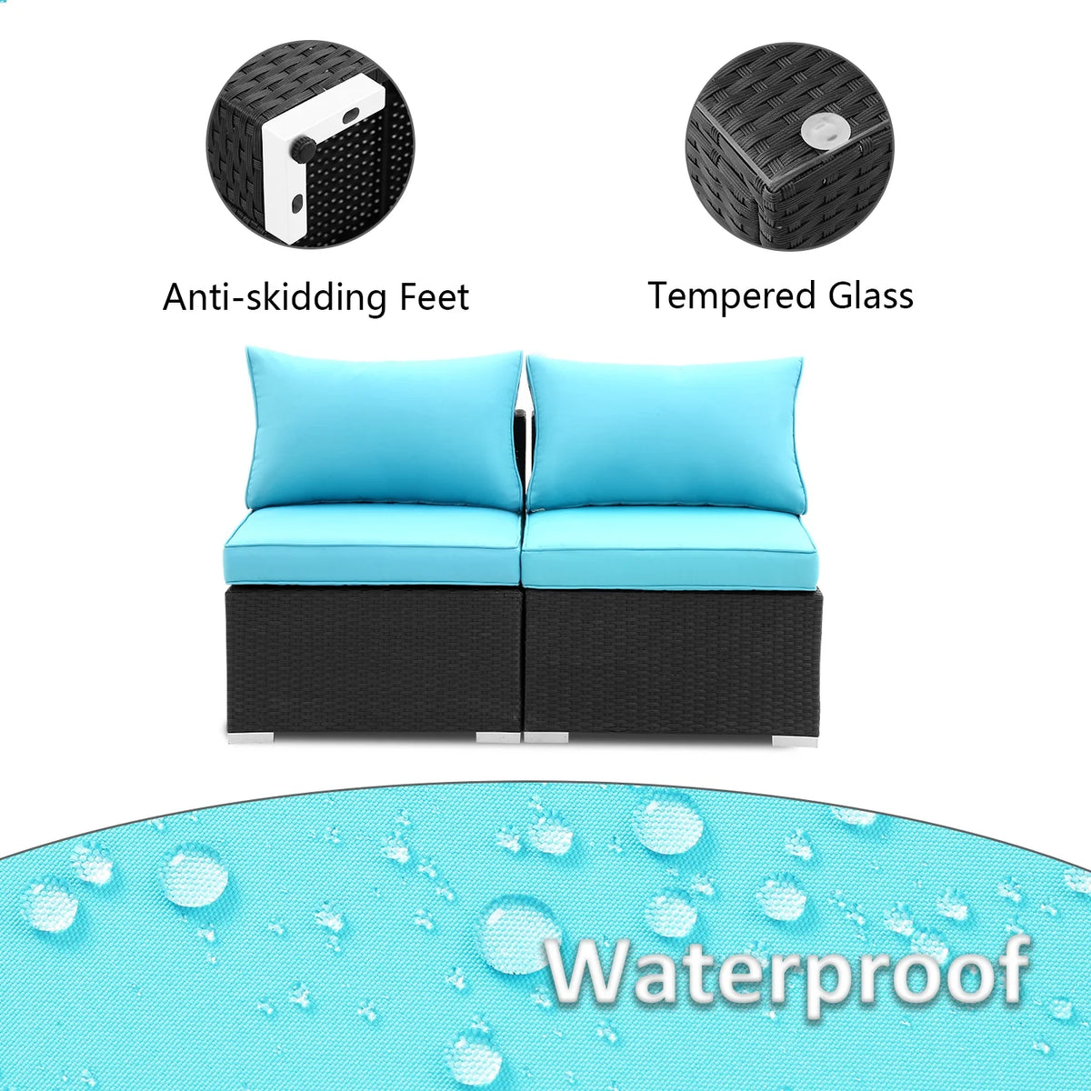 Blue Outdoor Conversation Sofa Set N846754