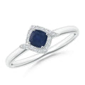 0.4ct Cushion Shape Sapphire CZ Engagement Band Ring 925 Sterling Silver Cocktail Ring F205330
