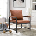 Brown PU Leather Accent Chair with Steel Frame L9868