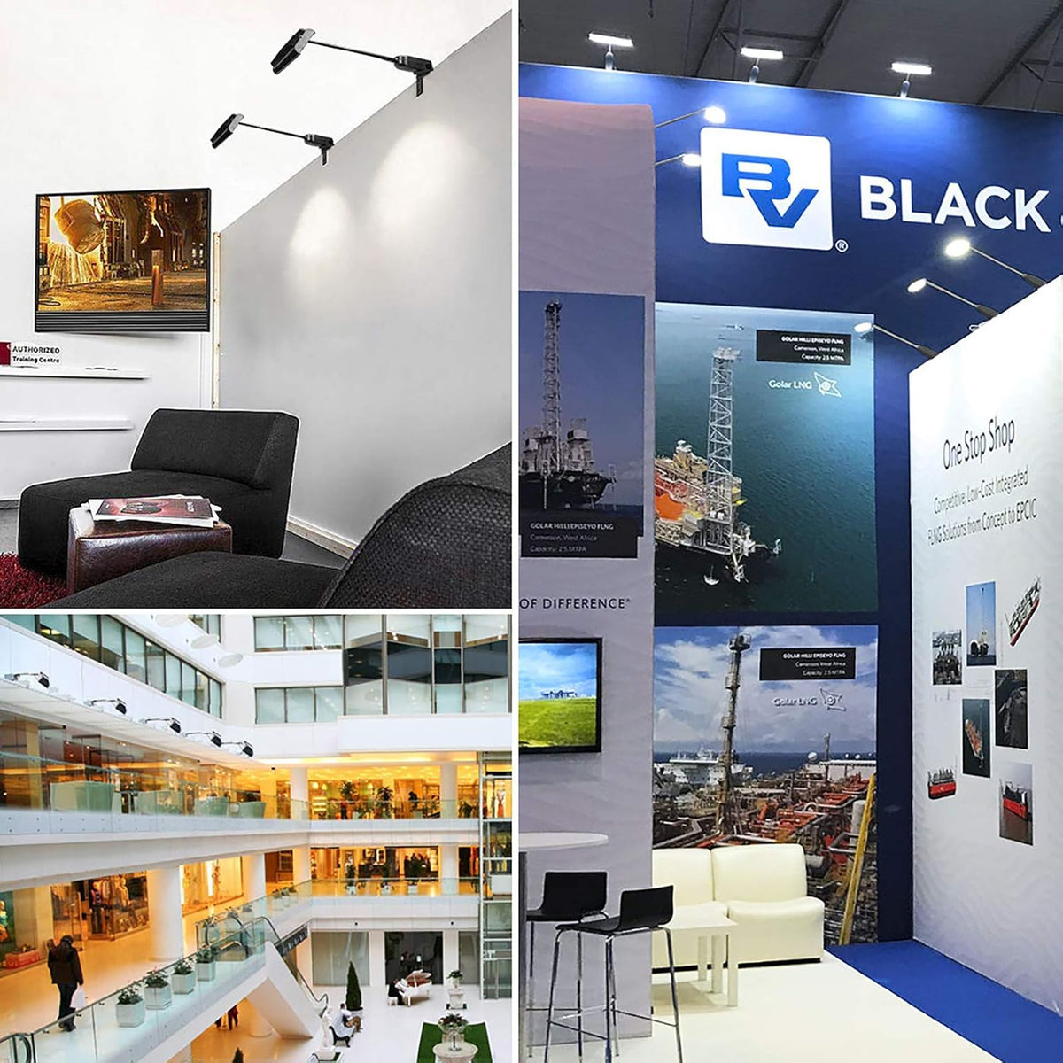 2pcs Black LED Trade Show Lights with Clamps, Mounting Brackets, Power Cables, Connect Cables X98338