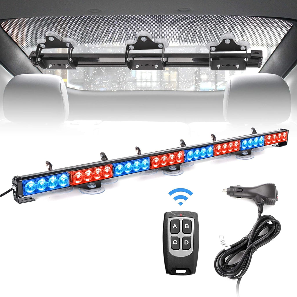 Red White Emergency Firefighter Hazard Warning Light Bar 35.5 inch 8 Panels Wireless Remote Control Pack of 2 E174