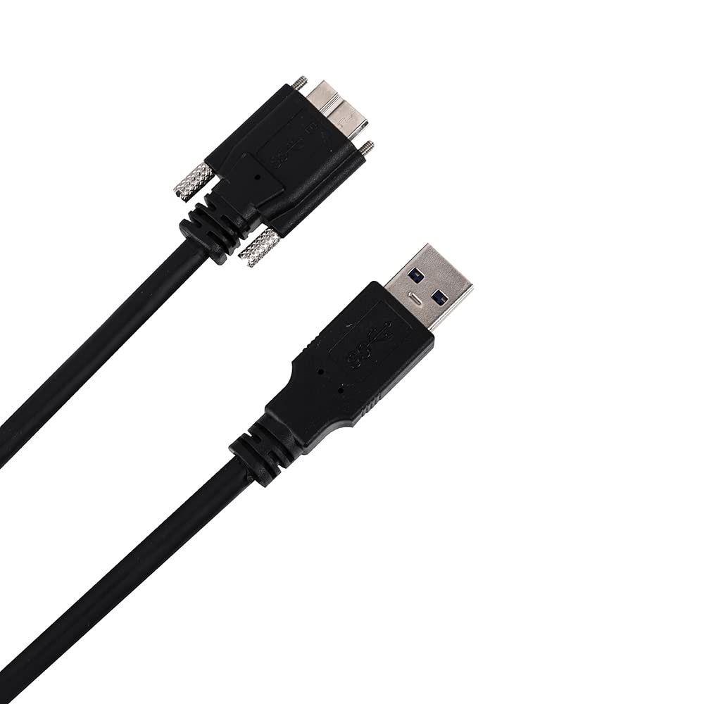 USB 3.0 Cable A/M to Micro B/M Dual Screw Locking Industrial Drag Chain Cable (1M) Pack of 2 L120161