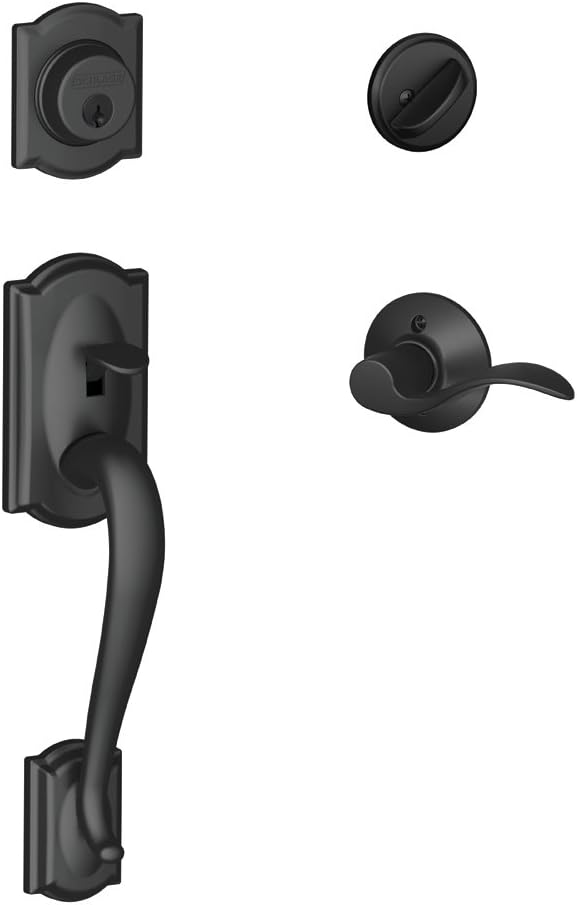 Matte Black Single Cylinder Handleset and Georgian Knob W526