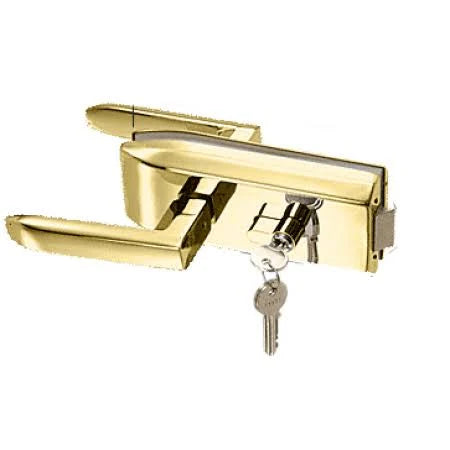 Brass Glass Mounted Latch with Lock and Thumbturn T589910
