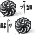 Black Universal Electric Radiator Slim Fan 12V Mounting Kit 12 Inch Set of 2 L85485
