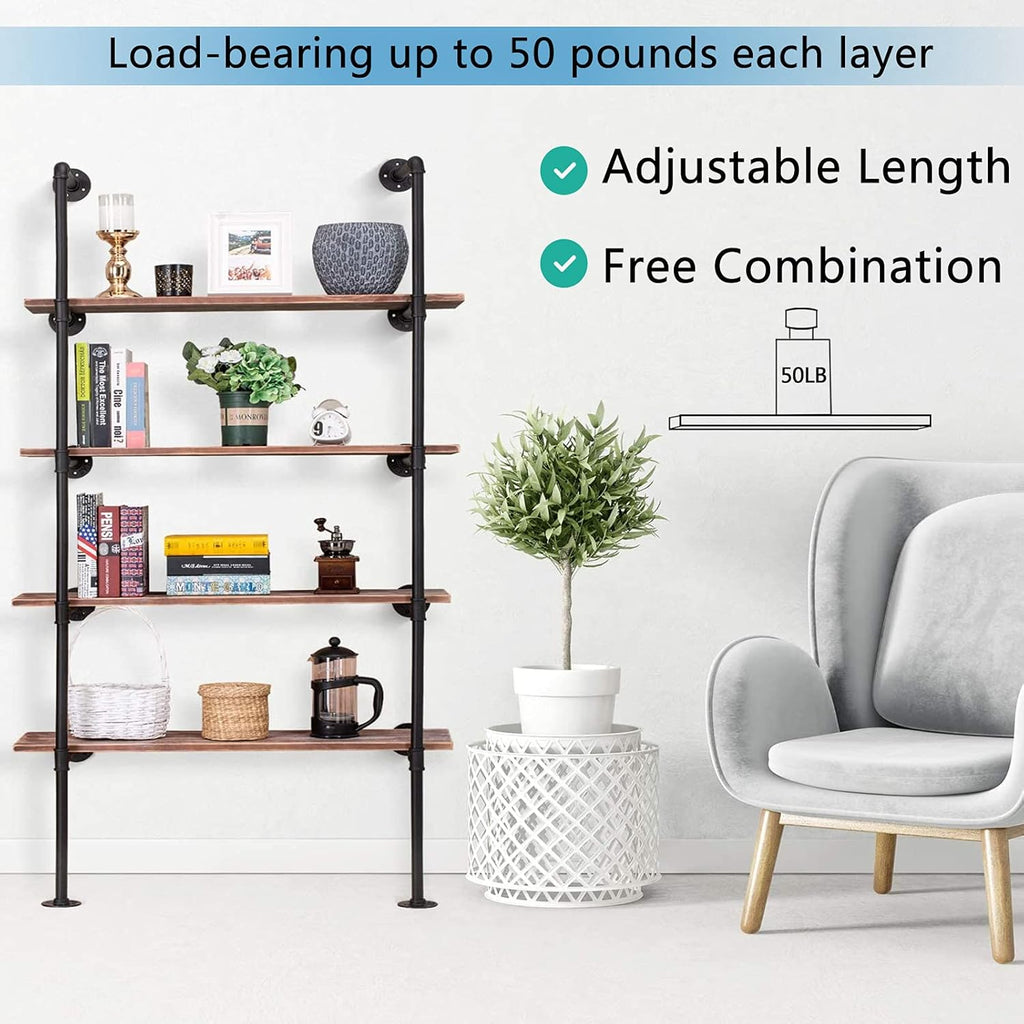 2Pack of 5 Tier Industrial Iron Pipe Shelf Wall Mount S18788