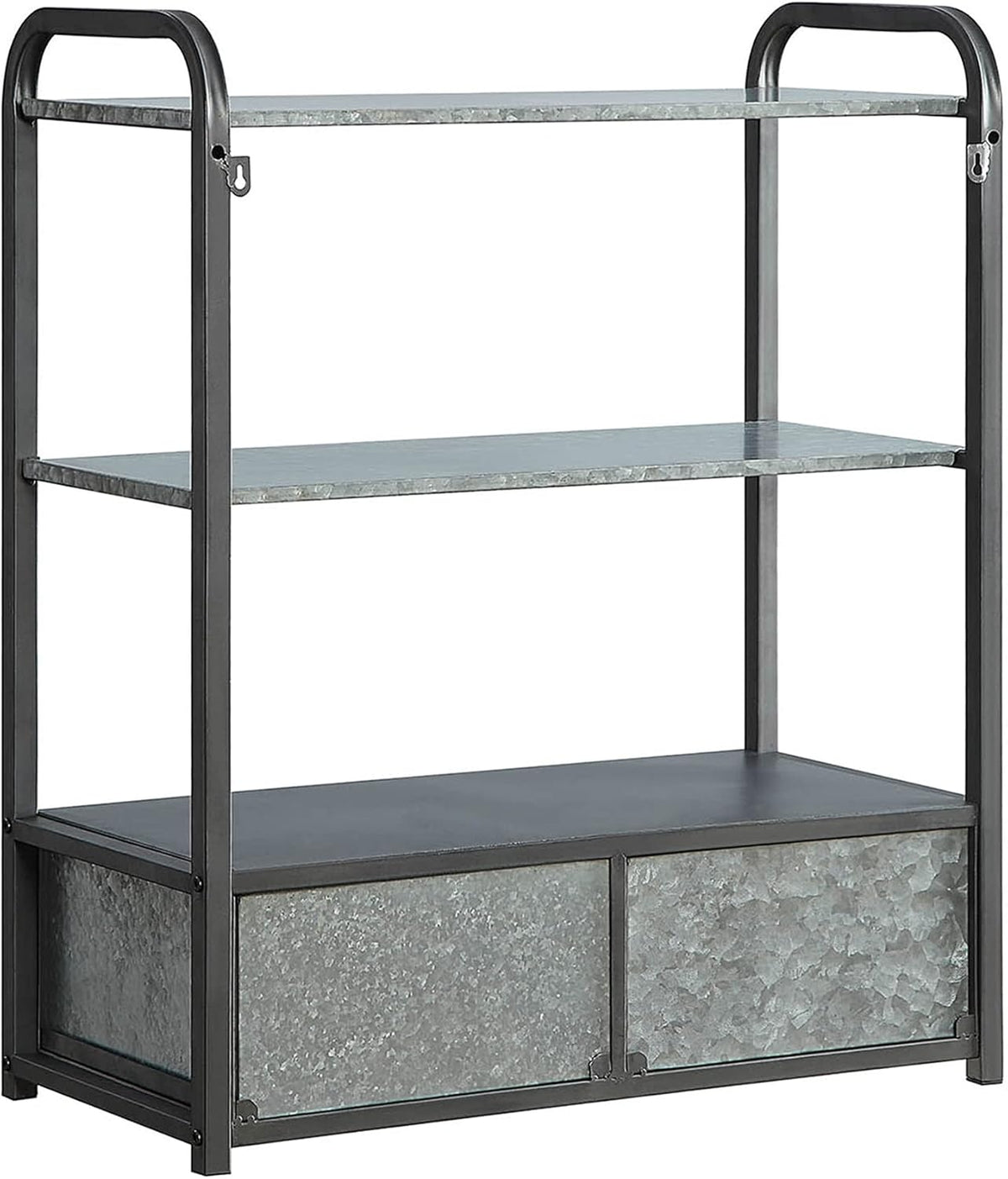 Gray and Galvanized Metal Cabinet F30719