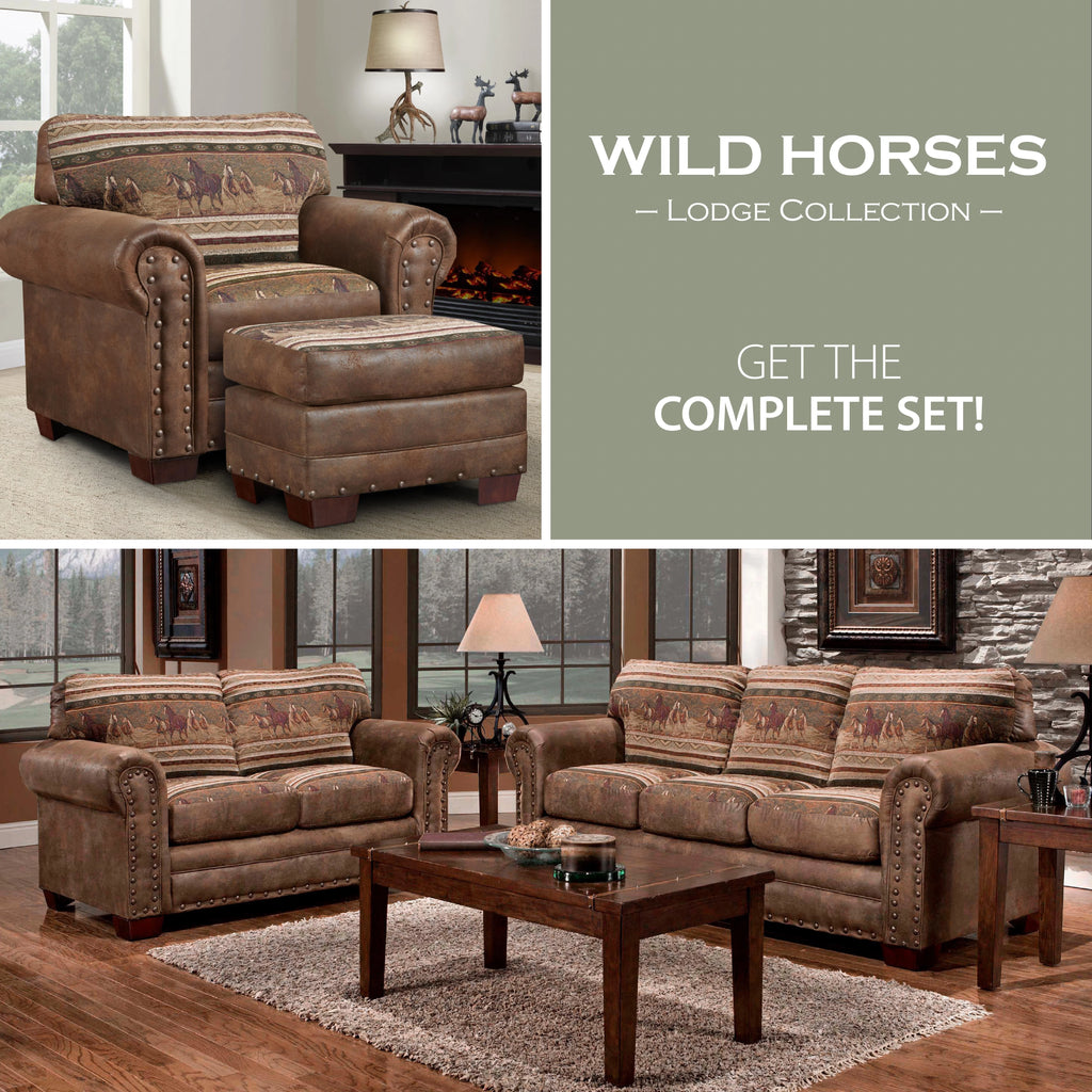 Wild Horses Arm Chair with Matching Ottoman R733465