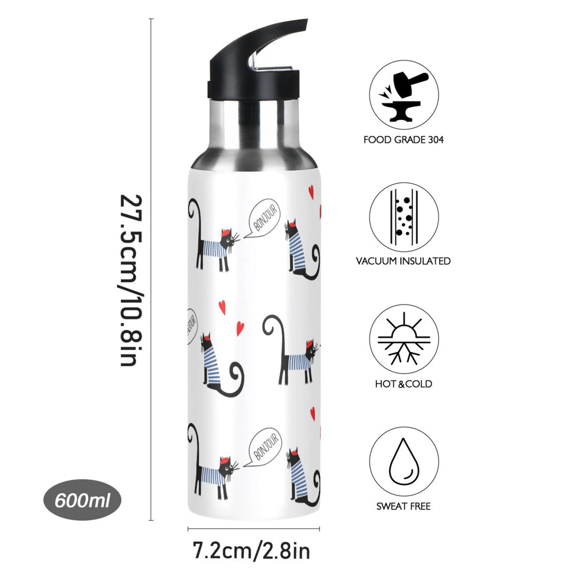 Stainless Steel Insulated Water Bottle with Straw Lid I759757