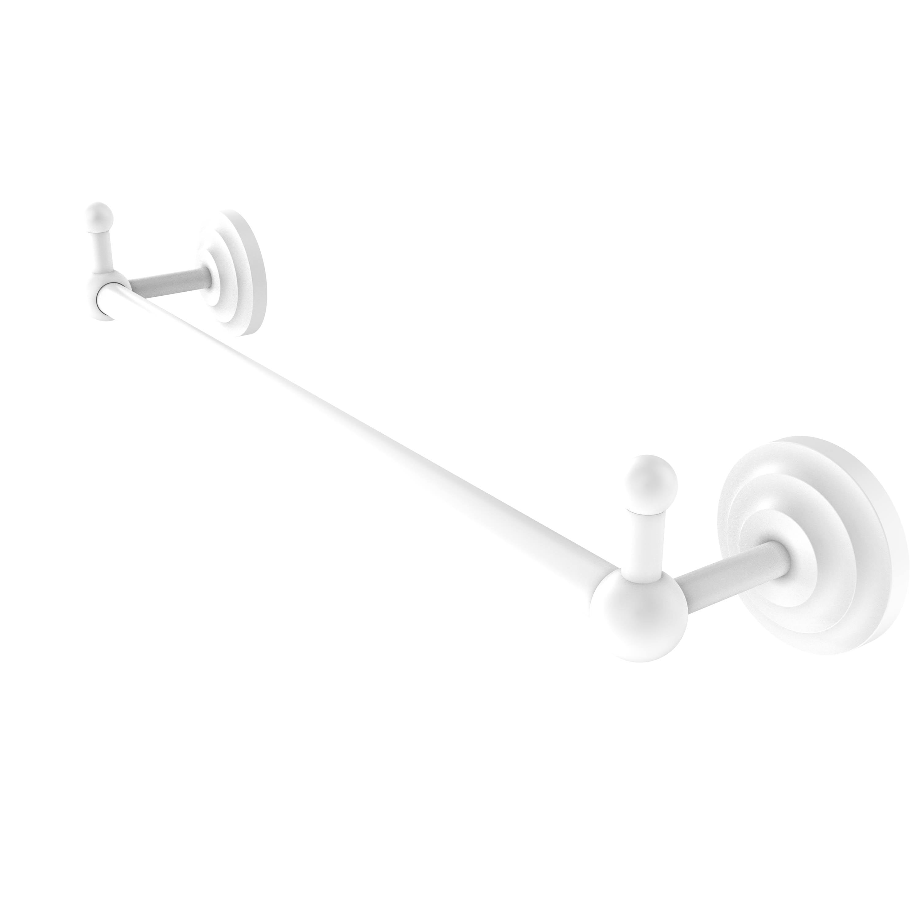 36 inch Matte White Towel Bar with Integrated Hooks L642