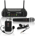 Black Wireless Microphone System with Headset and Lapel Mic R408377