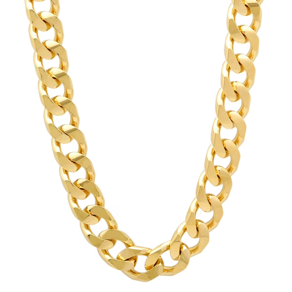 14k Yellow Gold Plated Curb Choker Chain Necklace, 20 inches M59917