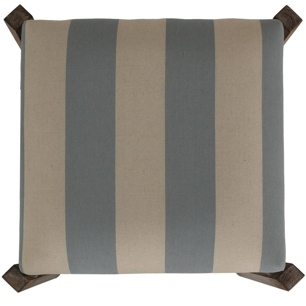 Blue and White Striped Square Ottoman T922