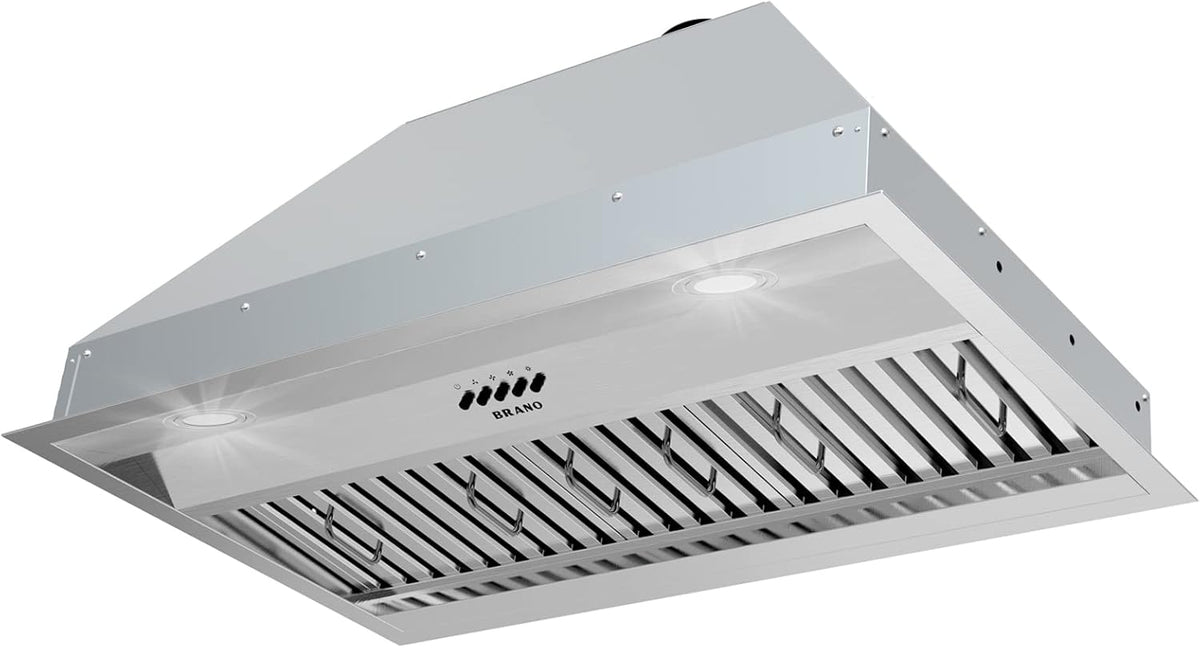 Built-In Stove Vent Hood with Baffle Filters and LED Lights O4392