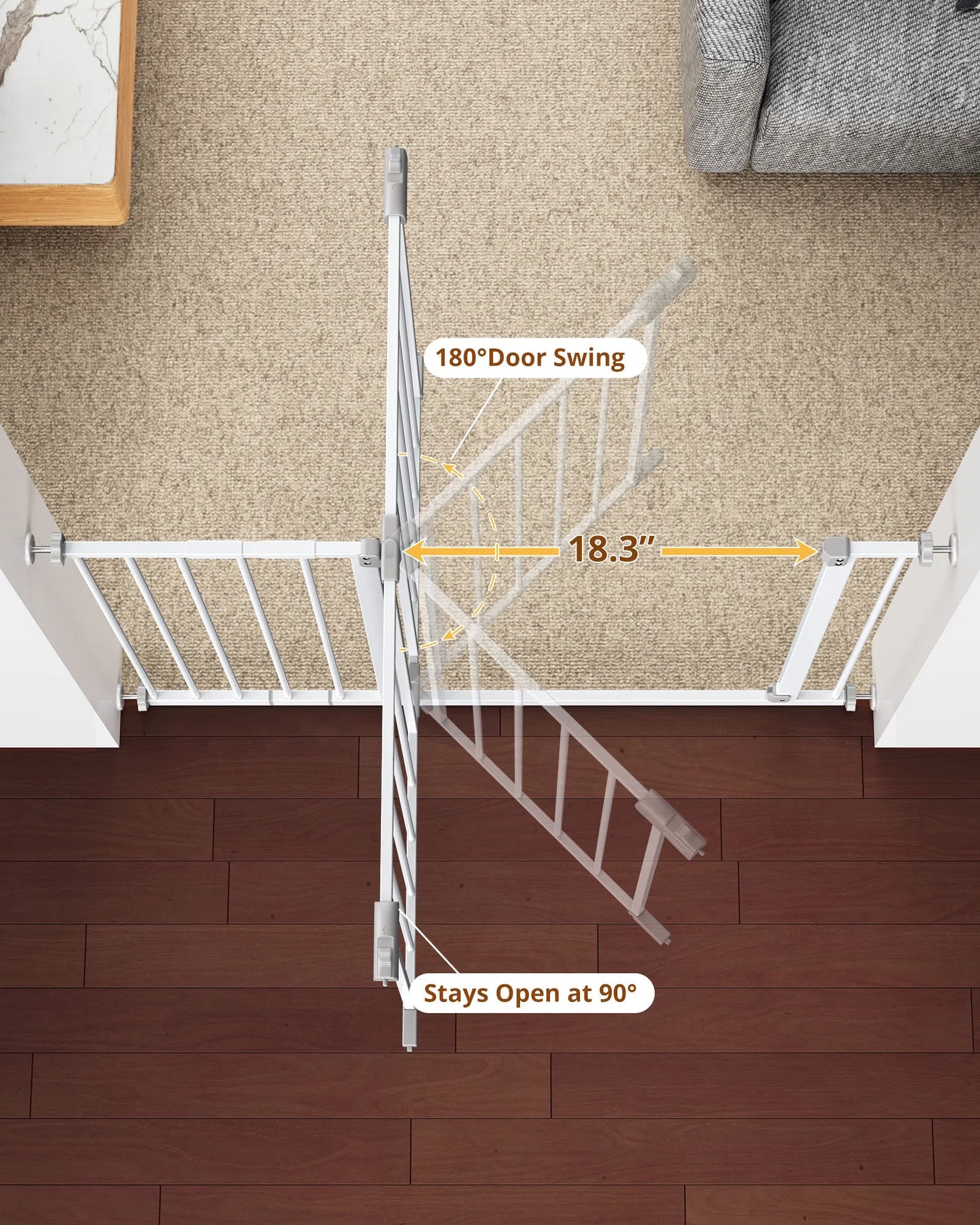 White 30" Tall Pressure Mounted Baby Safety Gate M28477