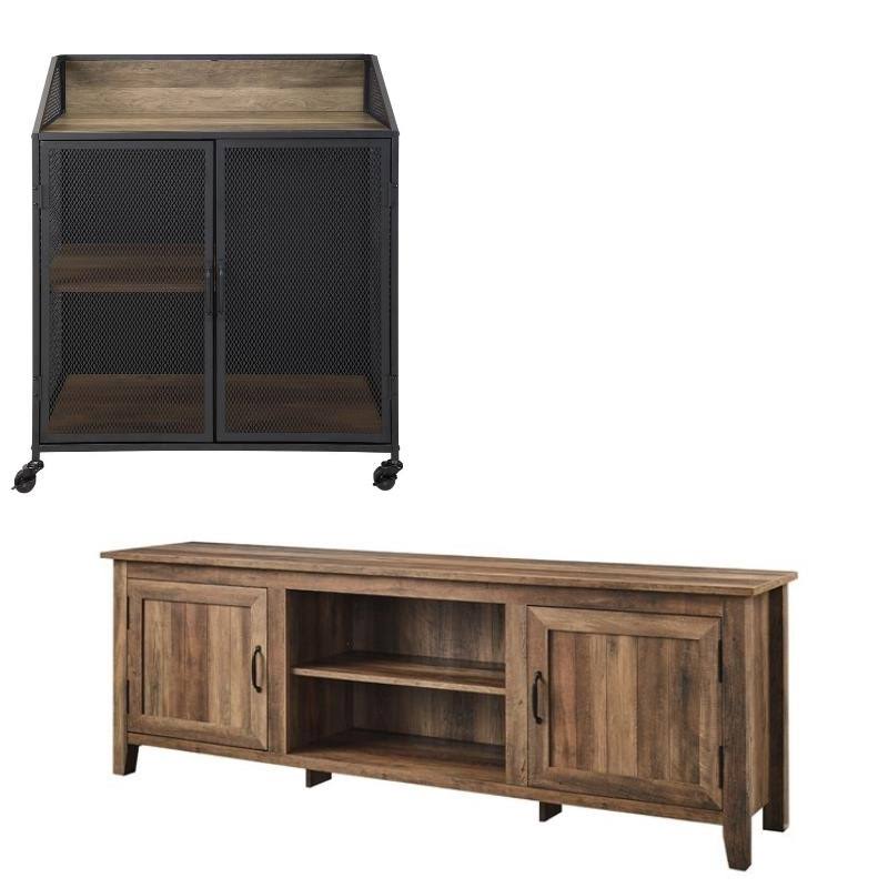 2 Piece Living Room Set with TV Stand and Bar Cabinet in Oak A571206