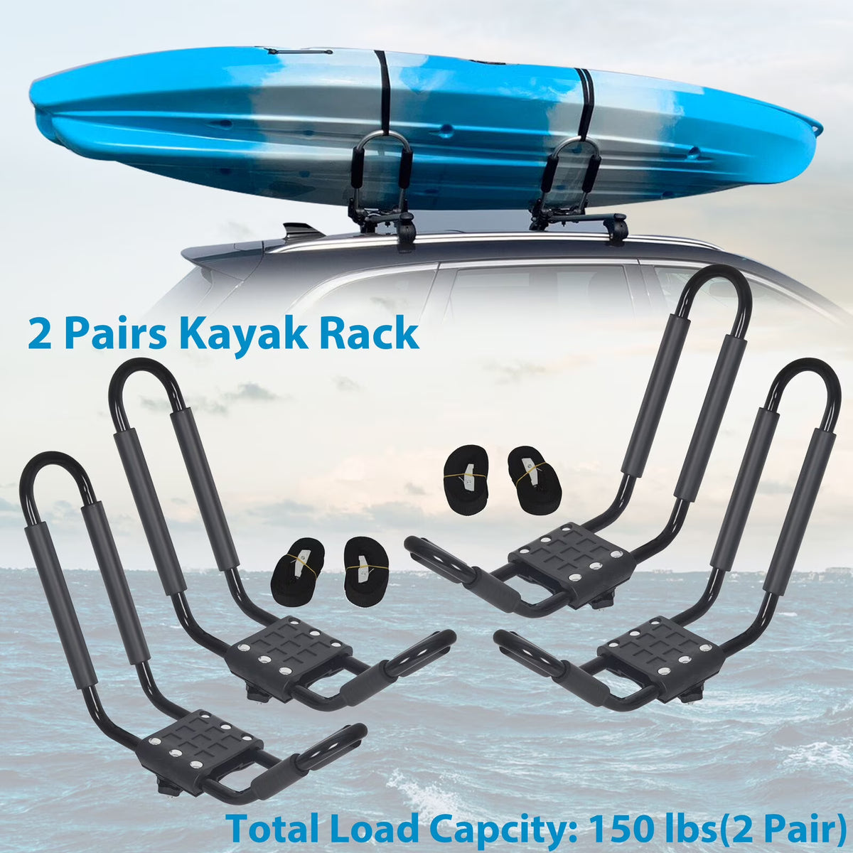 2 Pairs Universal Kayak Roof Rack Carrier L1344