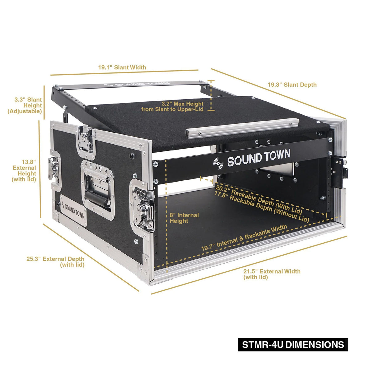 4U PA Rack Case with 11U Slant Mixer Top, 20.2 Rackable Depth M31385