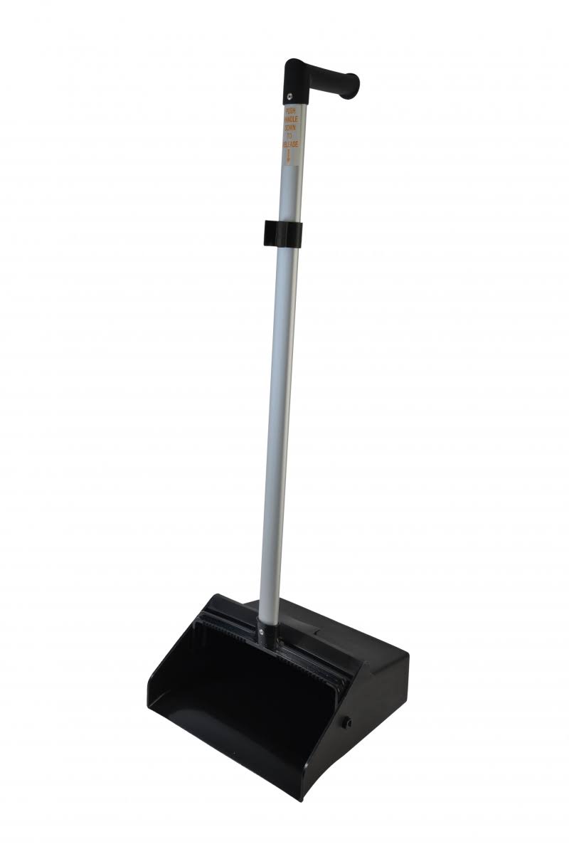 Dust Pan with Ergo Handle Aluminum and Black Hopper J120
