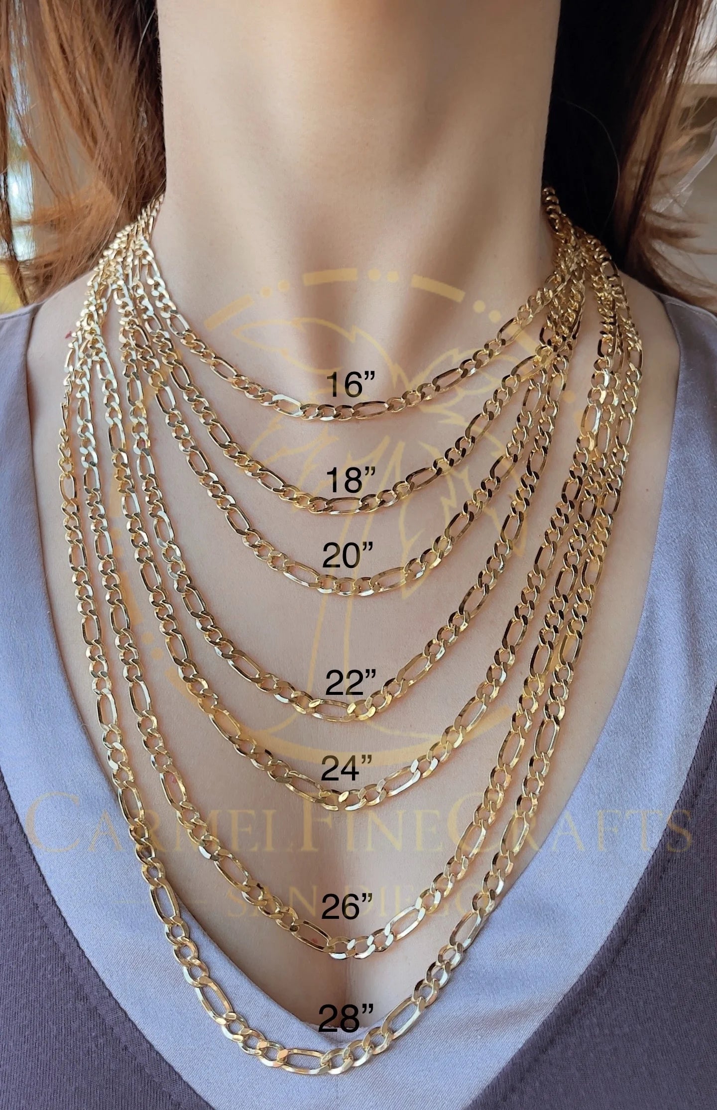 Figaro Link Chain Necklace 16" - 24" T1595