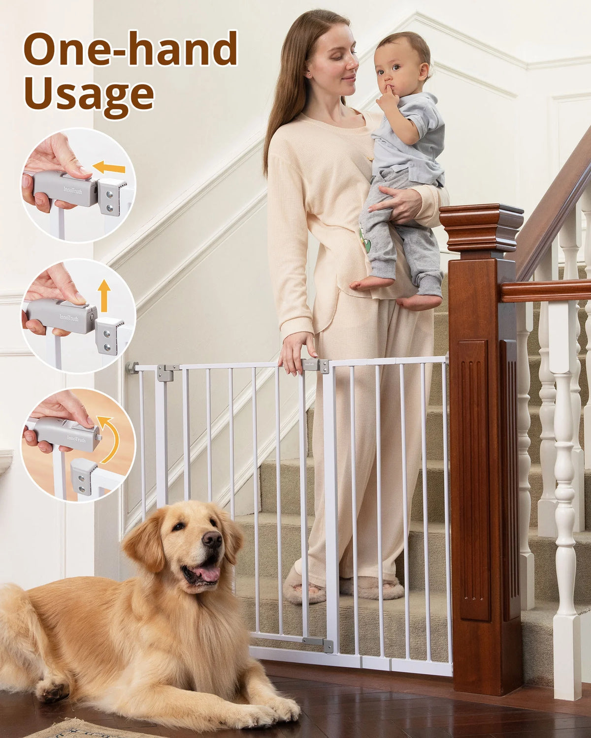 White 30" Tall Pressure Mounted Baby Safety Gate M28477