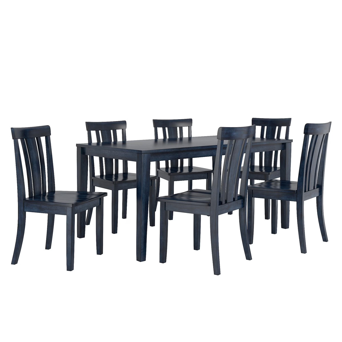Large Wood Dining Set with 6 Slat Back Chairs K964167