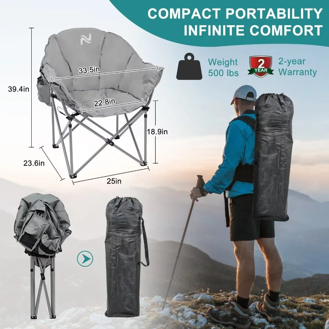 Heated Camping Chair with Lumbar Support, Gray I250004