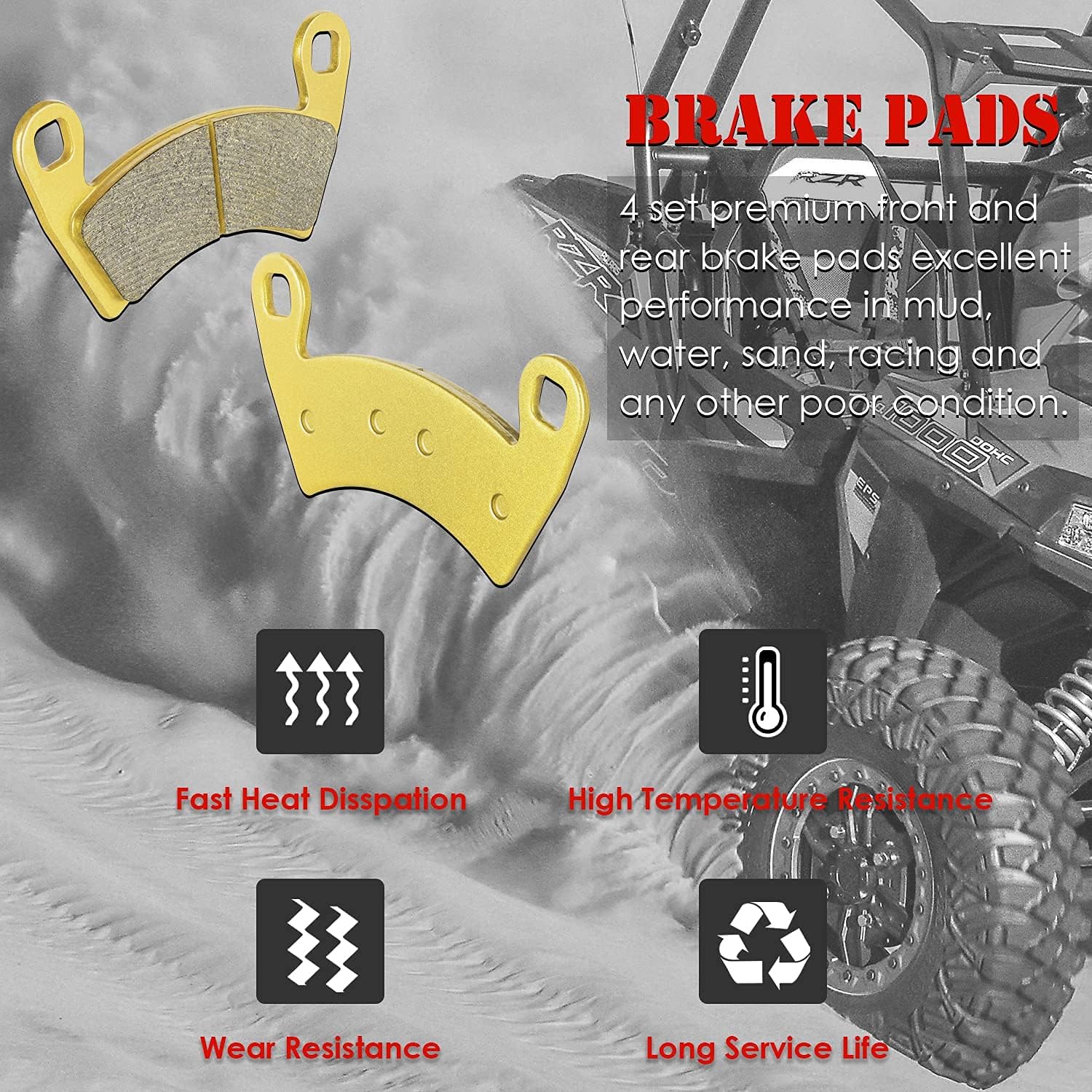 Brake Pads Front and Rear (4 Set) Pack of 2 Q3719