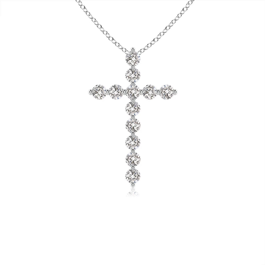 Diamond Cross Pendant Necklace in Platinum A2597