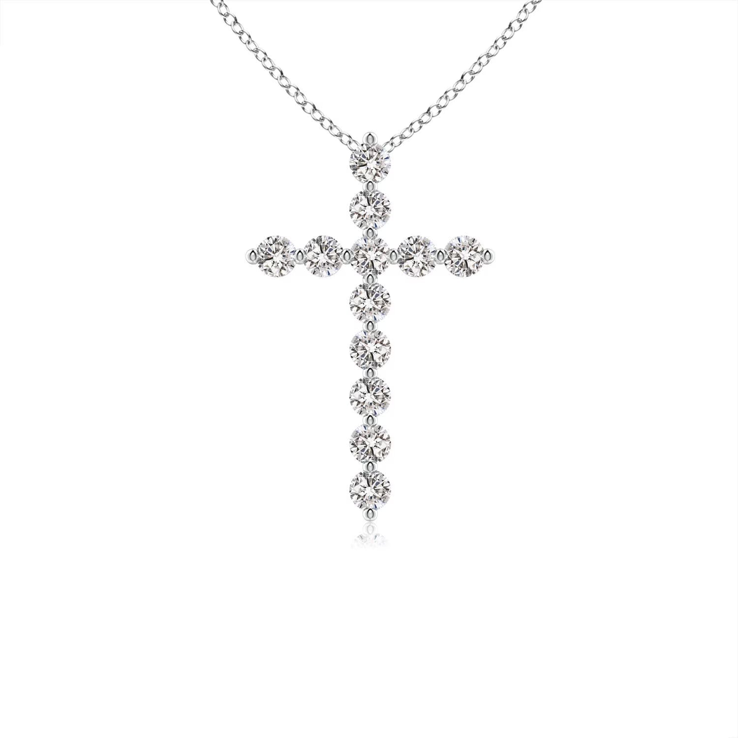 Diamond Cross Pendant Necklace in Platinum A2597