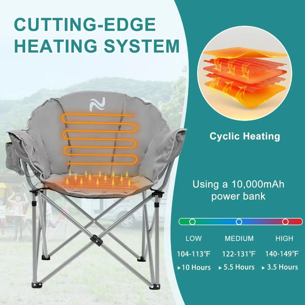 Heated Camping Chair with Lumbar Support, Gray I250004