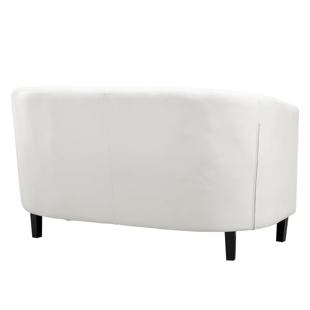 White Faux Leather Barrel Loveseat S209937