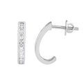 14KT Solid White Gold J Hoop Push Earrings K5140