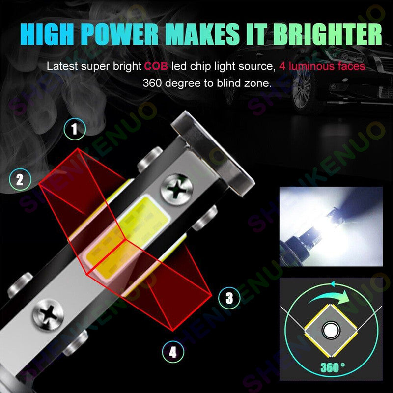 4pc 6000K White H9 H11 High/Low Beam Headlights W7752