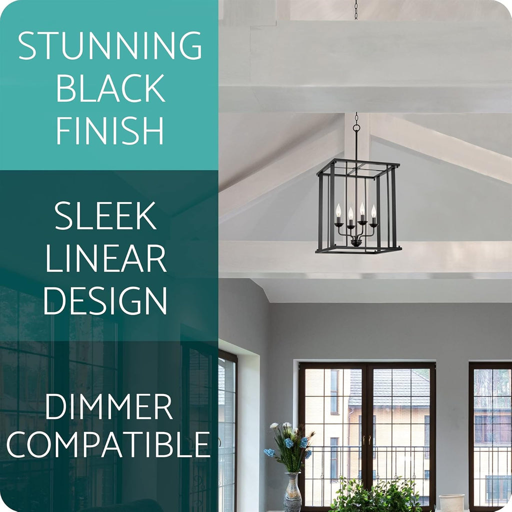 Black Finish 4-Light Pendant Light A93801