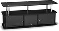 Gray Black Stainless Steel TV Stand with 3 Storage Cabinets U5939