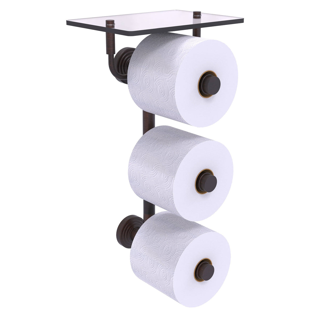 Venetian Bronze Wall Mount Toilet Paper Holder with Glass Shelf C13203