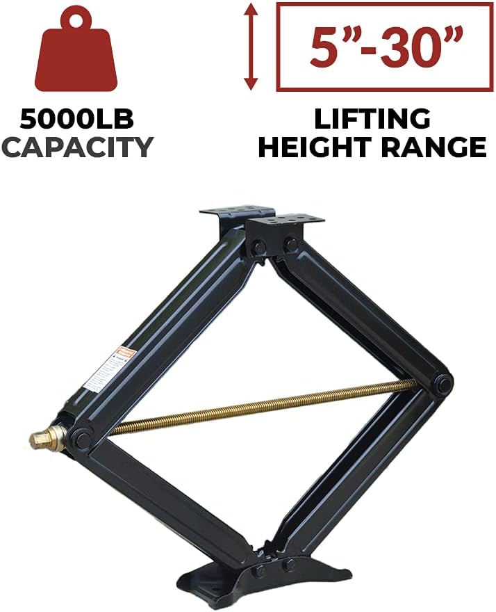 Two New 30" Scissor Jacks with Crank Handle, 5000lbs Capacity, 5-30" Height, Powder Coated N307