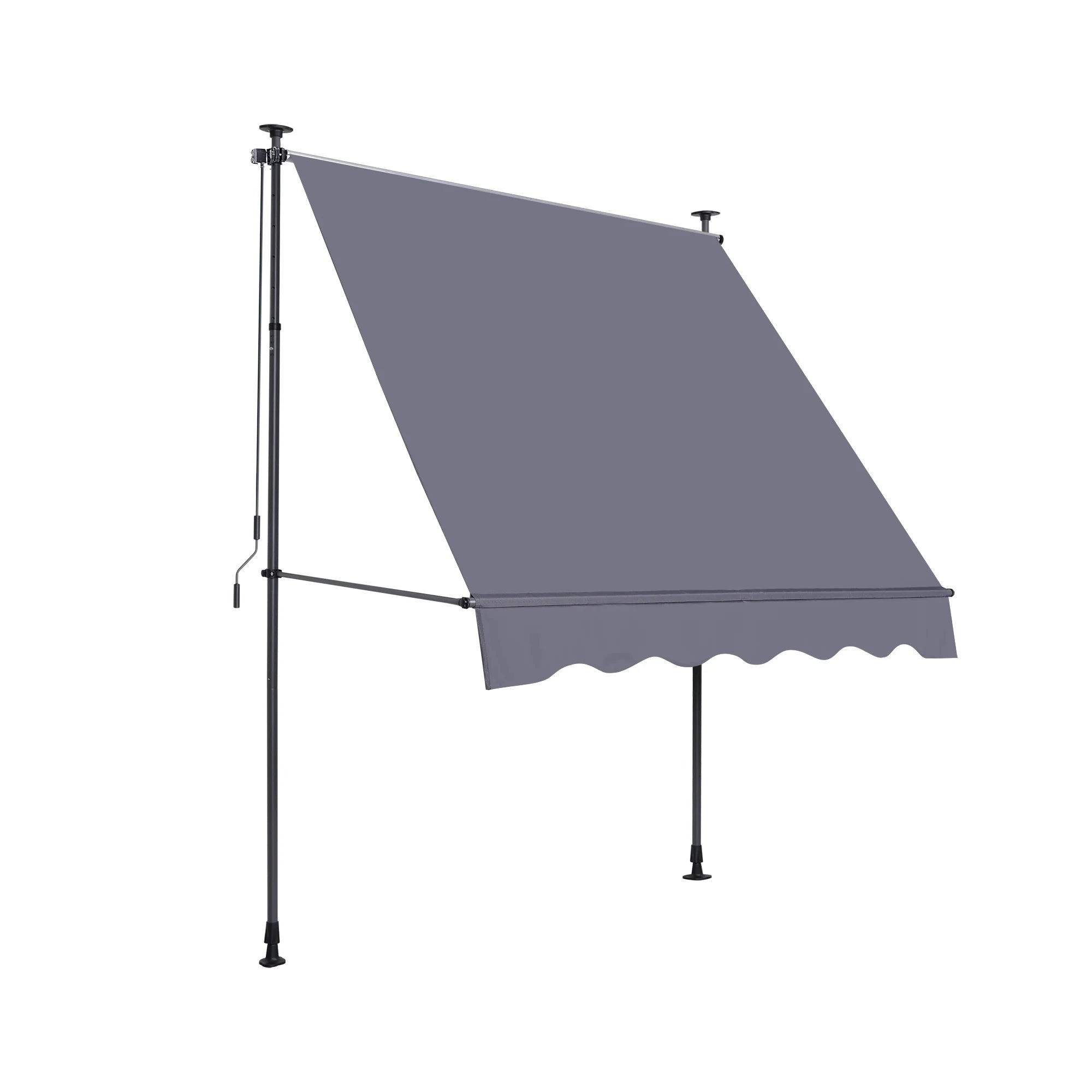 Manual Retractable Awning 118'' Outdoor Sun Shade Cover with UV Protection 100% Polyester Canopy N3845