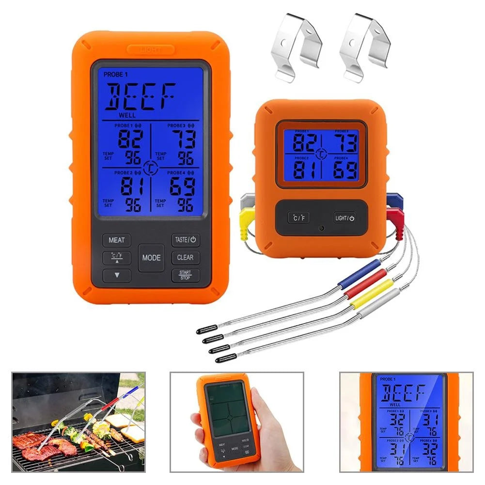 WiFi Battery Powered Grill Thermometer with Dual Alarm D222911